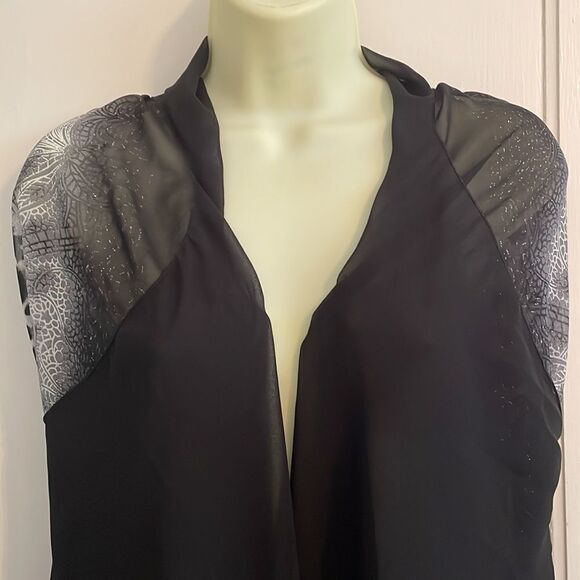 Gena polyester chiffon black & white wrap scarf - Picture 2 of 10